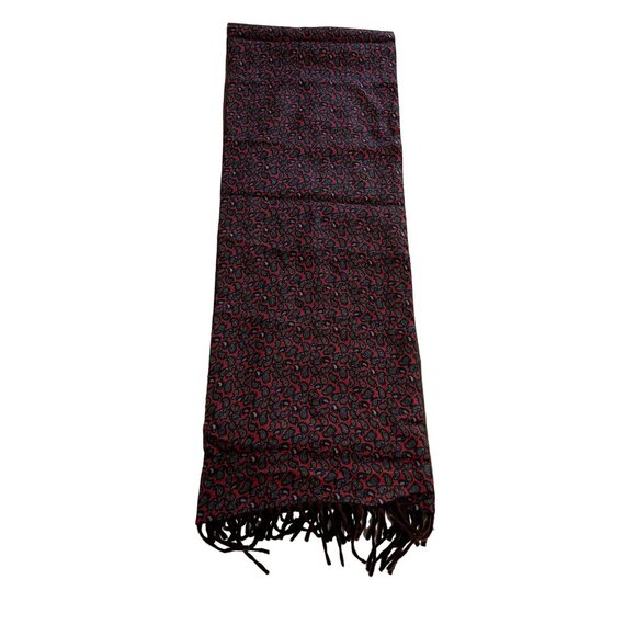 Paisley Print Reversible Fringe Scarf in Red - Picture 1 of 4